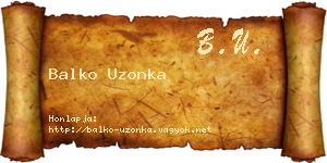 Balko Uzonka névjegykártya